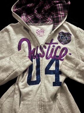 Justice Y2K Rare Find Light Grey Zip-Up